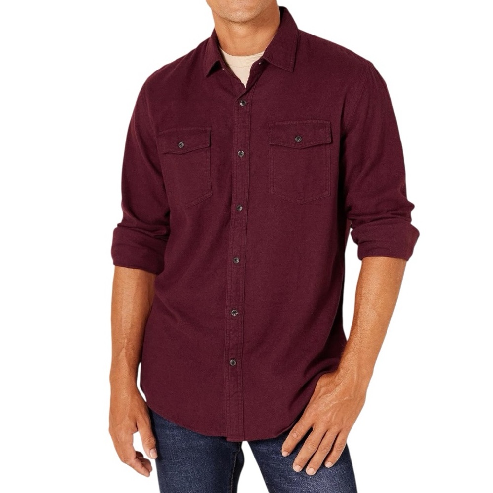 SUBCULTURE" Xacus Men's Burgundy Long Sleeve Button Down Shirt Size L